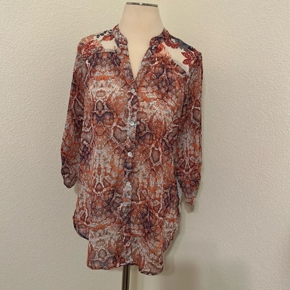 Figure & Flower Top Small S 3/4 sleeve Fall Autumn